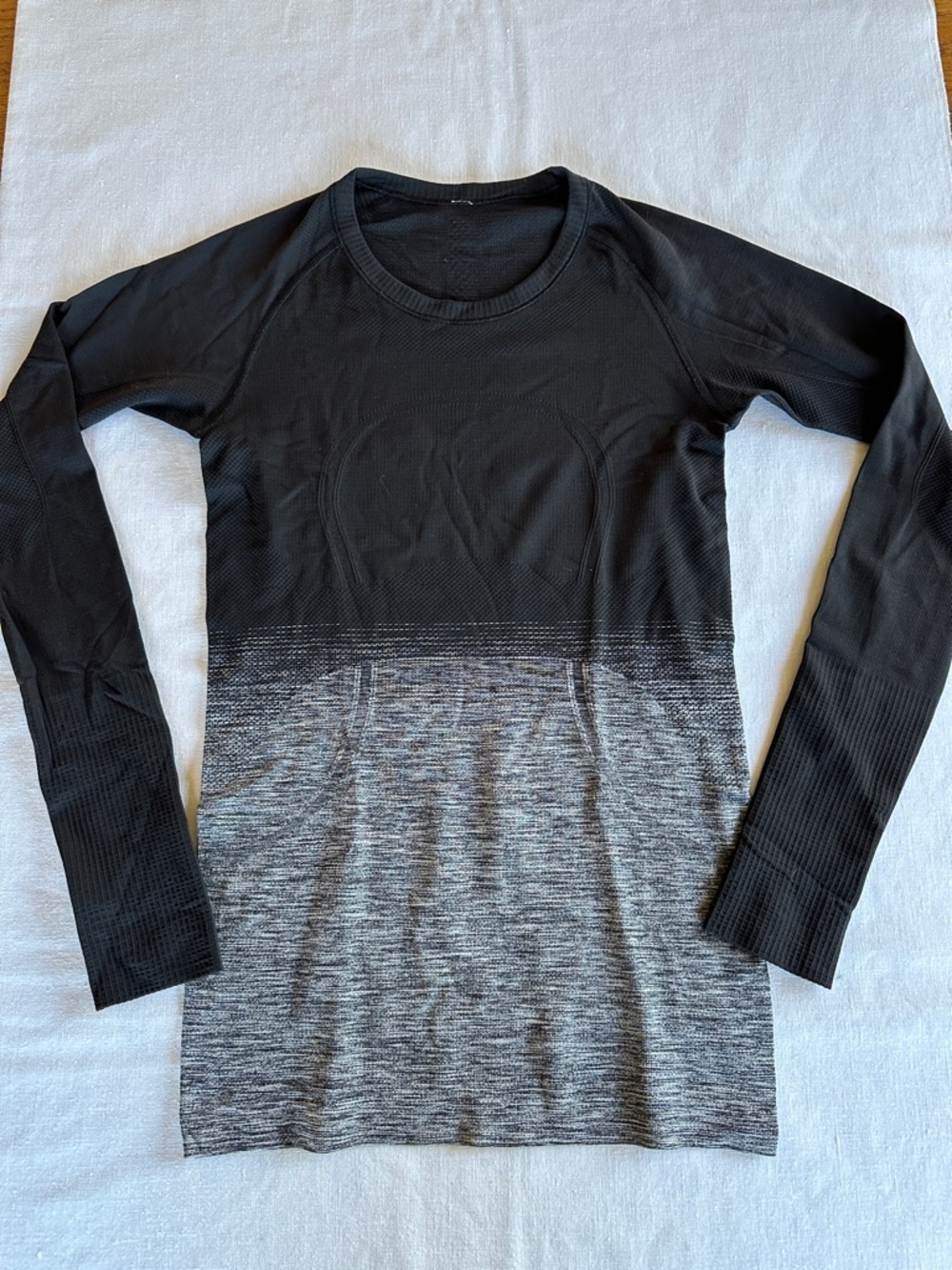 Lululemon Swiftly Tech Long Sleeve Crew Black / White Ombre 6